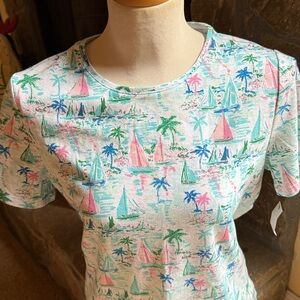 NWT! Talbots Sail Boat/Palm Tree T-shirt